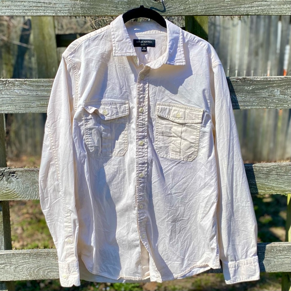 Banana Republic Off-white Standard Fit Shirt w/ Pockets